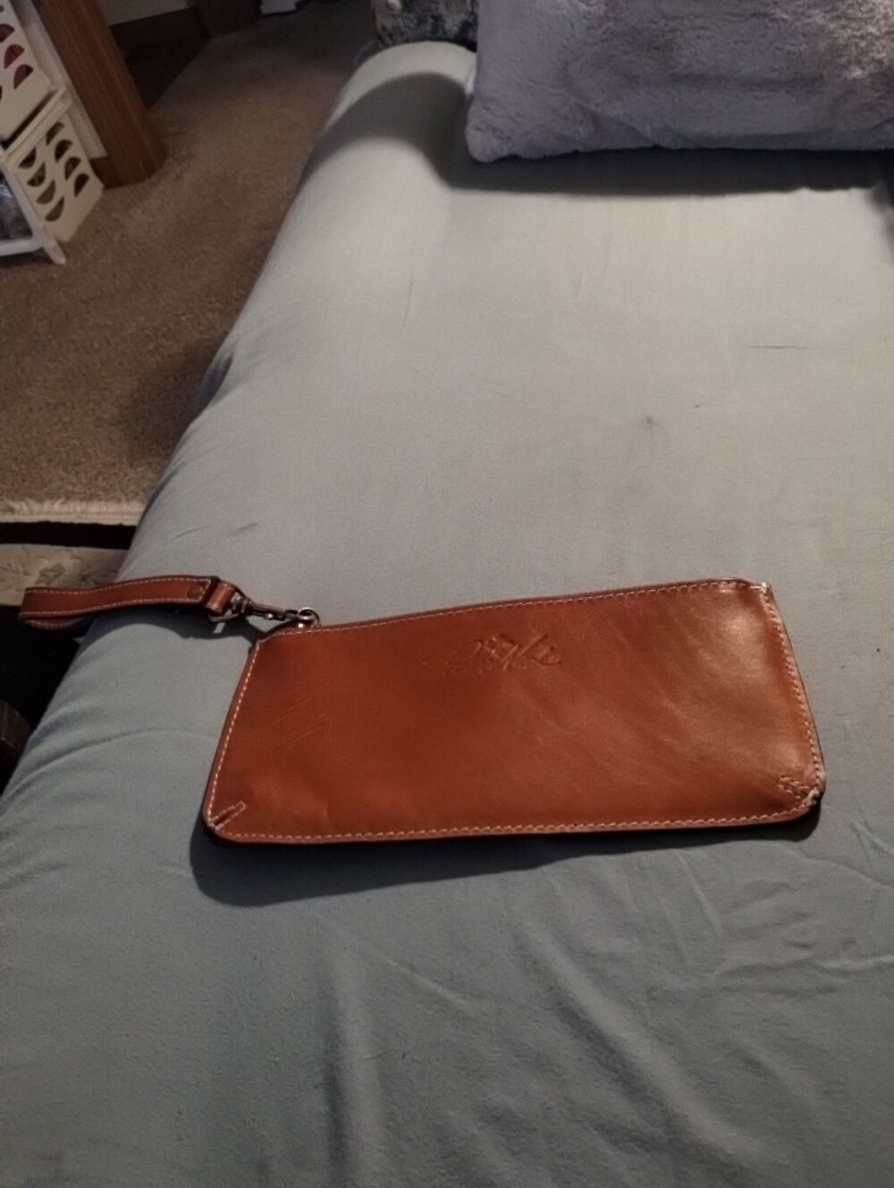 Patricia Nash St. Croce Leather Wristlet Wallet Cognac Tan Sz 4.5 By 10